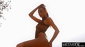 Elegant Beauty Strips Down To Her High Heels As She Masturbates