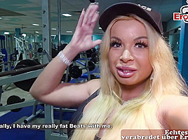EroCom Date - Funny User Date casting with german fitness blonde and a fat guy