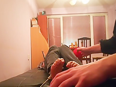 Extremely ticklish feet tickled