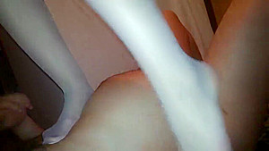 Face,Fingers,Cock trampling in white nylons