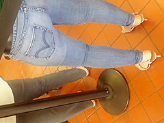 Fat booty Mexican Milf in blue jeans