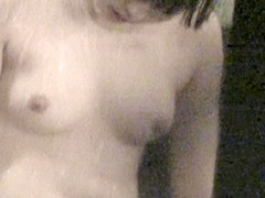 Fatty Asian teen 18+ got her tits shot in the shower room nri041 00
