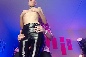 Femboy Slave Fuck With Her Latex Legs