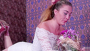 Flower girl gets brutally face fucked and fed man ass