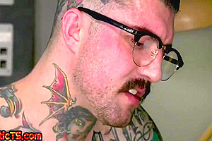Gagging Tattooed Tranny Creampied By Dominant Doctor