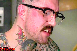 Gagging Tattooed Tranny Creampied By Dominant Doctor