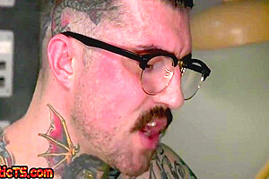 Gagging Tattooed Tranny Creampied By Dominant Doctor