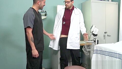 Gay doctor and nurse fuck and cum spray