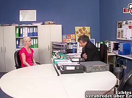 German student persuades her teacher to have sex in the office
