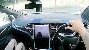 Getting a blowjob and cumming inside Tinder date in my Tesla