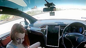 Getting a blowjob and cumming inside Tinder date in my Tesla