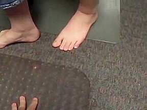 Girls feet in the library