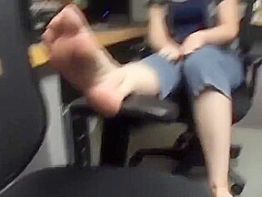 Girls feet in the library