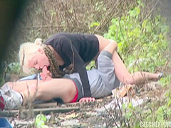 Glam Blonde Agrees To Lie Down On Grass To Get Her Orgasm