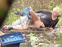 Glam Blonde Agrees To Lie Down On Grass To Get Her Orgasm