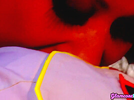 Glamour lesbian clit licking and rimming girlfriend