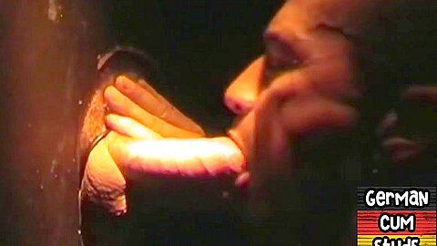 Gloryhole German stud sucks cock 4 facial in amateur closeup