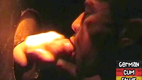 Gloryhole German stud sucks cock 4 facial in amateur closeup
