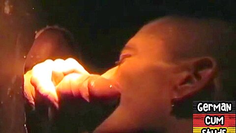 Gloryhole German stud sucks cock 4 facial in amateur closeup