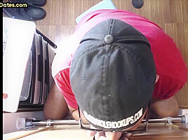 Gloryhole mature gay loves sucking dick while stroking it