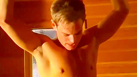 Gorgeous dude caught jacking off in the shower by a stranger