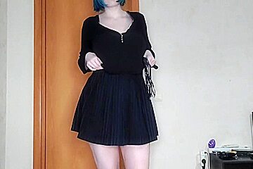 Goth Masturbates With A Whip On The Ottoman