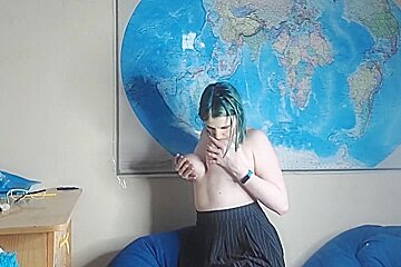 Goth Masturbates With A Whip On The Ottoman