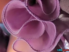 Greatly appealing upskirt closeup