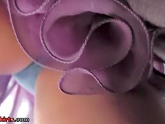 Greatly appealing upskirt closeup