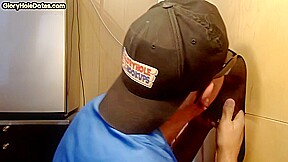 Greedy gloryhole DILF sucks black cock till cum in mouth