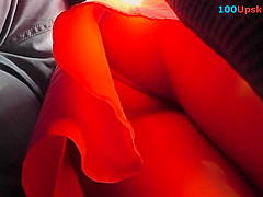 G-string upskirt footage of a babe wearing mini skirt