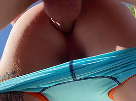 Guy Gets Doggystyled On The Beach And Cum On Ass