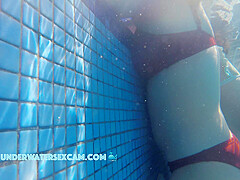 HOT BIKINI TEEN18+ MASTURBATES IN A PUBLIC POOL WITH AN UNDERWATER JET STREAM