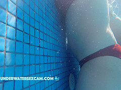 HOT BIKINI TEEN18+ MASTURBATES IN A PUBLIC POOL WITH AN UNDERWATER JET STREAM