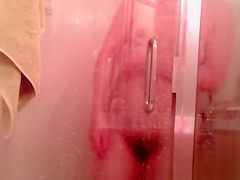 Hairy pussy woman showering