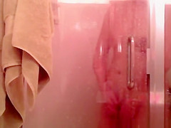 Hairy pussy woman showering