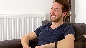 Handsome Brit jock Jason Stark wanking off after sex intervi