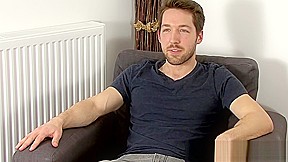 Handsome Brit jock Jason Stark wanking off after sex intervi