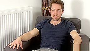 Handsome Brit jock Jason Stark wanking off after sex intervi