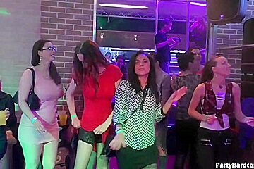 Handsome guys are fucking aroused chicks during a private party and getting them completely wild