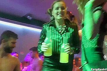 Handsome guys are fucking aroused chicks during a private party and getting them completely wild