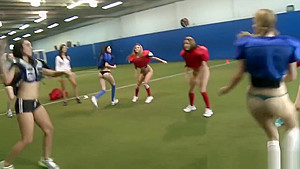 Hazing lesbos licked out on the soccer field