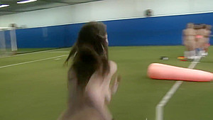 Hazing lesbos licked out on the soccer field