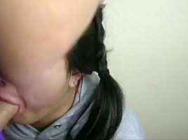 Hd purple eyes asian sucks white cock and gets face covered