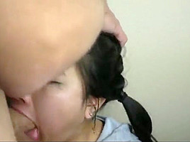 Hd purple eyes asian sucks white cock and gets face covered