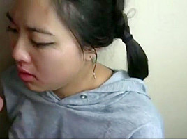 Hd purple eyes asian sucks white cock and gets face covered