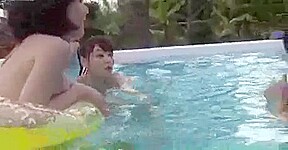 Her bikini is falling
