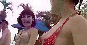 Her bikini is falling