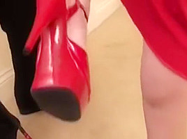 Highheeled Fetish Slut Gives Head And Footjob