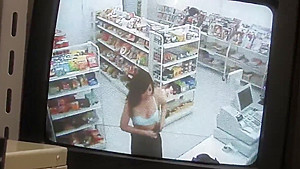 Horny babe pulls off her panties on the toilet to masturbate